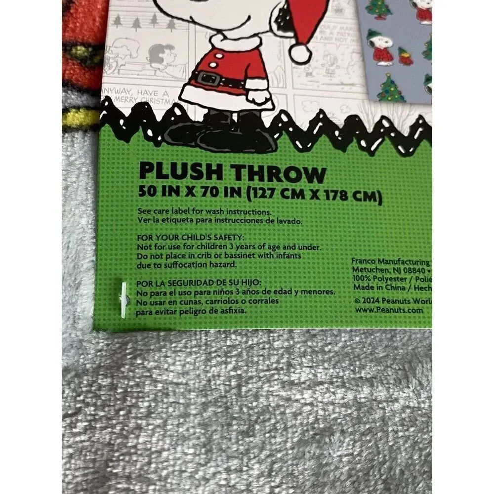 Peanuts Snoopy Puffer Jacket Woodstock Puffy Coat Soft Throw Blanket‎ 50 X 70”